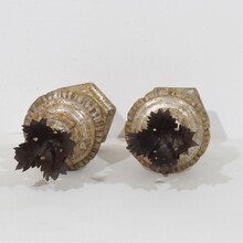 Couple neoclassical silvered wooden candlesticks, Italy circa 1760-1800
