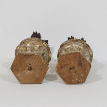 Couple neoclassical silvered wooden candlesticks, Italy circa 1760-1800