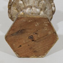 Couple neoclassical silvered wooden candlesticks, Italy circa 1760-1800