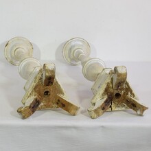 Couple of carved wooden candleholders in neoclassical style, Italy circa 1850