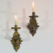 Couple gilded metal candleholders/sconces, Spain circa 1900-1930