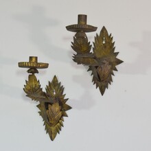 Couple gilded metal candleholders/sconces, Spain circa 1900-1930