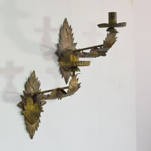 Couple gilded metal candleholders/sconces, Spain circa 1900-1930