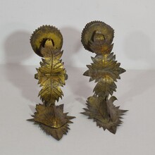 Couple gilded metal candleholders/sconces, Spain circa 1900-1930