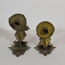 Couple gilded metal candleholders/sconces, Spain circa 1900-1930