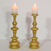 Couple of giltwood baroque candleholders, Italy circa 1750