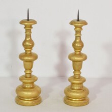 Couple of giltwood baroque candleholders, Italy circa 1750