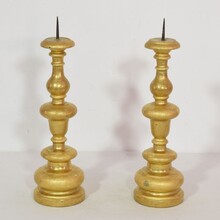 Couple of giltwood baroque candleholders, Italy circa 1750