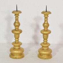 Couple of giltwood baroque candleholders, Italy circa 1750