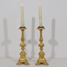 Couple neoclassical giltwood candleholders, Italy circa 1780-1800