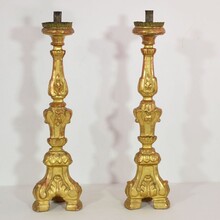 Couple neoclassical giltwood candleholders, Italy circa 1780-1800