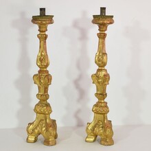 Couple neoclassical giltwood candleholders, Italy circa 1780-1800