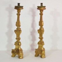 Couple neoclassical giltwood candleholders, Italy circa 1780-1800