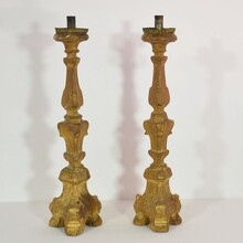 Couple neoclassical giltwood candleholders, Italy circa 1780-1800