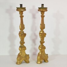 Couple neoclassical giltwood candleholders, Italy circa 1780-1800