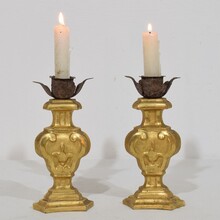 Couple of small neoclassical giltwood candleholders, Italy circa 1780-1800