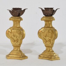 Couple of small neoclassical giltwood candleholders, Italy circa 1780-1800