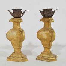 Couple of small neoclassical giltwood candleholders, Italy circa 1780-1800