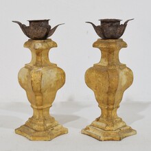 Couple of small neoclassical giltwood candleholders, Italy circa 1780-1800