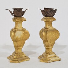 Couple of small neoclassical giltwood candleholders, Italy circa 1780-1800