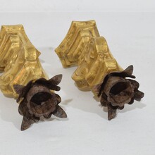 Couple of small neoclassical giltwood candleholders, Italy circa 1780-1800