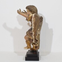 Early hand carved wooden baroque angel, Spain circa 1650-1700