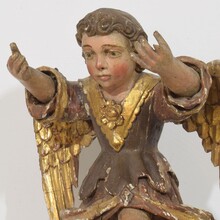 Early hand carved wooden baroque angel, Spain circa 1650-1700