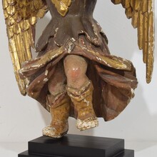 Early hand carved wooden baroque angel, Spain circa 1650-1700