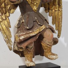 Early hand carved wooden baroque angel, Spain circa 1650-1700