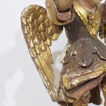 Early hand carved wooden baroque angel, Spain circa 1650-1700