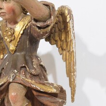 Early hand carved wooden baroque angel, Spain circa 1650-1700