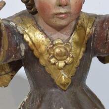 Early hand carved wooden baroque angel, Spain circa 1650-1700