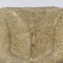 Gothic hand carved stone mortar with coat of arms, France circa 1550-1600