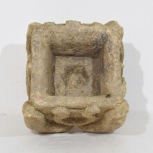 Gothic hand carved stone mortar with coat of arms, France circa 1550-1600