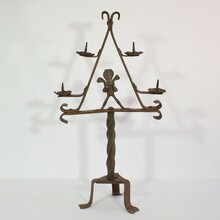 Hand forged iron candleholder, France circa 1650-1750