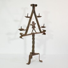 Hand forged iron candleholder, France circa 1650-1750