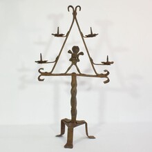 Hand forged iron candleholder, France circa 1650-1750