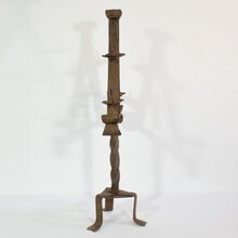 Hand forged iron candleholder, France circa 1650-1750