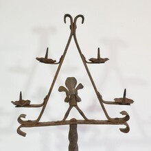 Hand forged iron candleholder, France circa 1650-1750