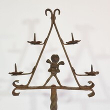 Hand forged iron candleholder, France circa 1650-1750