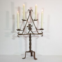 Hand forged iron candleholder, France circa 1650-1750