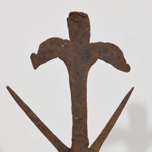 Hand forged iron village cross, France circa 1650-1750