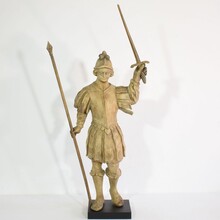 baroque carved wooden armed figure, France 17/18th century