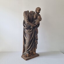 Large wooden fragment of a madonna with child, France circa 1650-1750