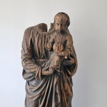 Large wooden fragment of a madonna with child, France circa 1650-1750