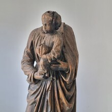 Large wooden fragment of a madonna with child, France circa 1650-1750