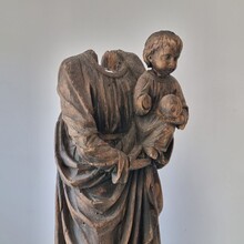 Large wooden fragment of a madonna with child, France circa 1650-1750