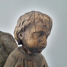 Large wooden fragment of a madonna with child, France circa 1650-1750