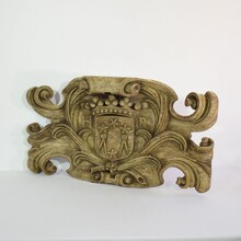 Weathered carved oak coat of arms, France circa 1650-1750