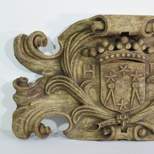 Weathered carved oak coat of arms, France circa 1650-1750